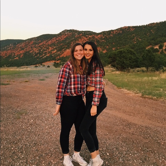 American Eagle red, white, and navy blue flannel - Picture 3 of 3